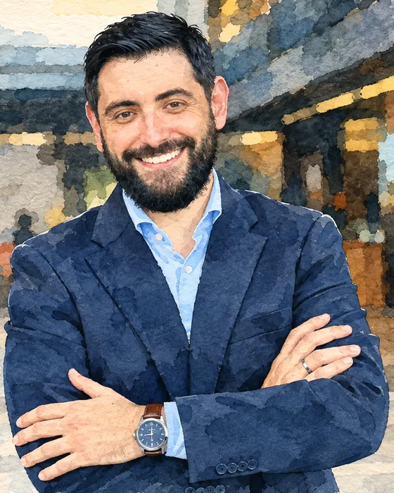 Manassés Lopes, advogado, em retrato em aquarela